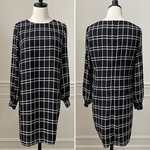 Banana Republic Black White Shift Dress Long Sleeve 4